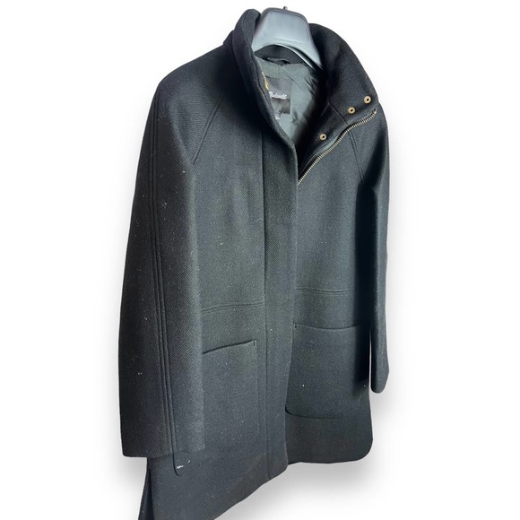 Madewell Estate Cocoon Coat in Insuluxe Fabric, Wool | Size Small, Black NEW - Picture 9 of 10